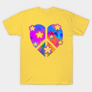 Colorful Peace and Love Heart T-Shirt